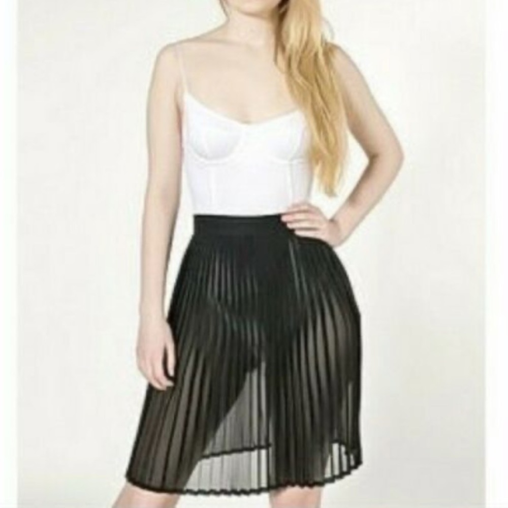 American Apparel chiffon sheer pleated midi skirt